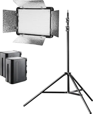 Produktbild von Walimex pro LED 500 Versalight Bi Color Flächenleuchte Set inkl. Lampenstativ & Akku, leistungsstarke Videoleuchte 32 W, Studioleuchte mit Fernbedienung, vollwertige Studio-Beleuchtung