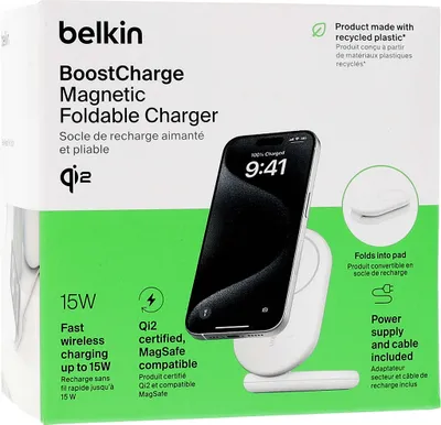 Obrázok produktu pre Belkin BoostCharge, Vnútorný, USB, Bezdrôtové nabíjanie, 1,5 m, Biela