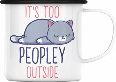 Produktbild von Trendation - Lustige Emaille Tasse mit Spruch Katzenbesitzer Geschenk Sprüche Emaille Emaille Tasse (Schwarz)