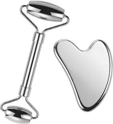 Produktbild von Gesichtsmassage Set, Edelstahl, 2-teilig, Gesichtsmassage