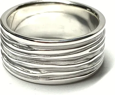 Produktbild von Silberring 925 teilweise matt breit asymmetrisch Bandring Fingerirng #61