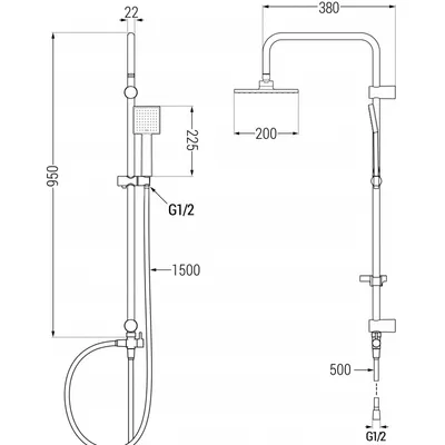 Produktbild von mexen Duschsäule Tord Schwarz 95 cm mit runder Regendusche und Griff
