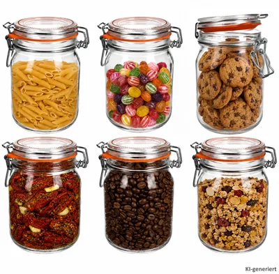 Image de Lot de 6 bocaux de conservation Odin 1 L avec fermeture à clip, hermétiques