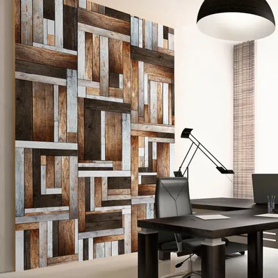 Produktbild von PURO TAPETE - Realistische Tapete ohne Rapport und Versatz 10m Vlies Tapetenrolle Wandtapete modern design Fototapete - Holz Braun weiß Bretter f-A-0044-j-a