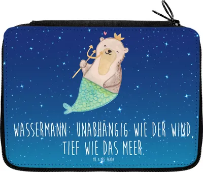 Produktbild von Mr. & Mrs. Panda Etui Wassermann Astrologie - Sternenhimmel Blau - Geschenk, Mäppchen, Federmappe, Sternzeichen, Schlampermäppchen, Schulmäppchen, Federmäppchen