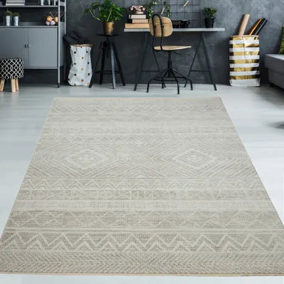 Immagine prodotto di Tappeto a frange corte color crema - 120 x 170 cm