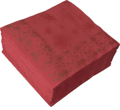 Produktbild von 50 Servietten Weihnachten Airlaid 40x40cm bordeaux  Schneeflocken-Motiv