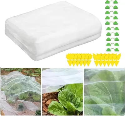 Productafbeelding van Groente beschermnet 3x6 m, 24 insectenvallen, 20 plantclips, voor tuin