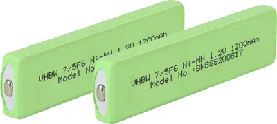 Produktbild von vhbw 2x Akkuzelle kompatibel mit Panasonic SJ- MJ10, MJ15, MJ17, MJ75, MJ35, MJ55, MJ70 CD Player (1100 mAh, 1,2 V, NiMH), Akku 7/5F6, Button Top