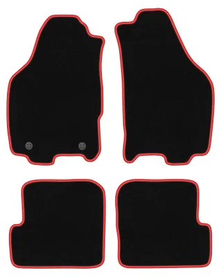 Produktbild von Fußmatten Velours Schwarz/Rot für Lancia Ypsilon II 2003-2011 Set 4-tlg