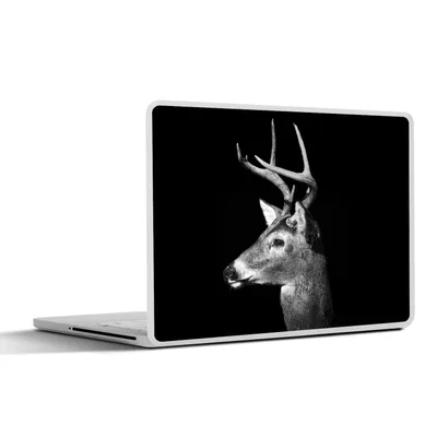 Produktbild von MuchoWow® Laptop Aufkleber Sticker Cover Hirsche - Tiere - Schwarz - Weiß 31x22.5 cm - Laptop-Deko