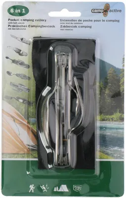 Produktbild von Camp Active Campingbesteck Taschenbesteck 6 in 1 Reisebesteck Outdoorbesteck für Camping, Outdoor oder Angeln