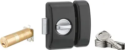 Image de Verrou à bouton Universel ajustable pour entrée, Transit 2, dim. cylindre de 35 à 80mm, acier, 5 clés, epoxy noir  - THIRARD