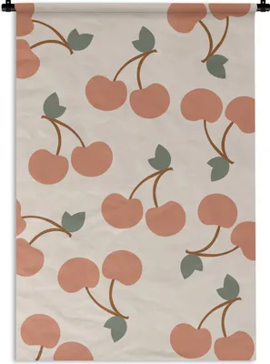 Produktbild von MuchoWow® Wandteppich Wandbehang Obst - Pastell - Muster 90x135 cm Tapisserie Dekoration Wandtuch - Baumwolle - Wandskulptur