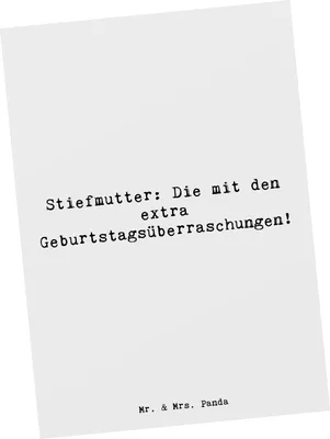 Produktbild von Mr. & Mrs. Panda Grußkarte Spruch Stiefmutter Überraschungen - Weiß - Geschenk, persönliche Erinnerungen, Liebe, einzelkarte, Kreativität, Geburtstagsüberraschungen