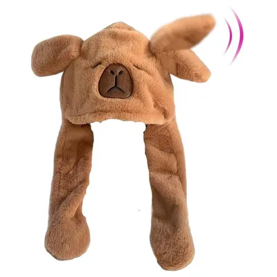 Produktbild von Minicee Plüsch Capybara Mütze mit beweglichen Ohren – Tier Ohrenschützer Hut für Kinder & Erwachsene Kostüm Cosplay