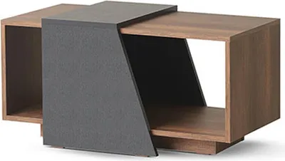 Produktbild von Couchtisch Braun Grau Zweifarbig mit Regal Modern Design Arbeitszimmer