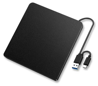 Zdjęcie produktu dla Przenośny zewnętrzny napęd CD/DVD, 2-w-1, z interfejsem USB 3.0 i Type-C