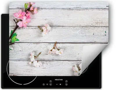 Produktbild von DarHaus Herdabdeckplatte 70x52 cm Anti Rutsch Matte Aufrollbar, Blumen - Holz