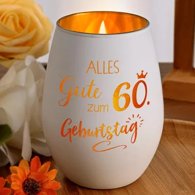 Produktbild von Windlicht mit Gravur zum 60. Geburtstag als Geschenk