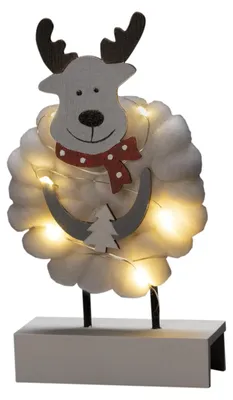 LED Holz-Silhouette Elch, weiß, 6 warmweiße LEDs, Timer