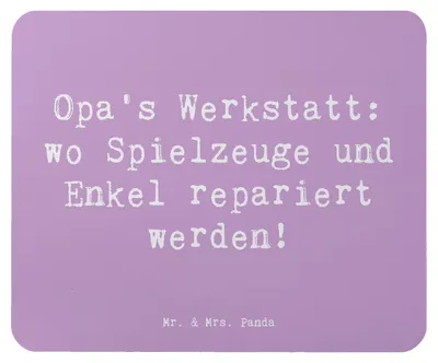 Produktbild von Mr. & Mrs. Panda Mousepad Spruch Großeltern Werkstatt - Lavendeltraum - Geschenk, Weihnachten, Mauspad, Mouse Pad, Weisheit, Dankeschön, Enkelkinder, pc, laptop