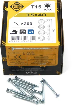 Produktbild von 200x Universal Holzschrauben 3,5x40mm T15 Torx Spanplattenschrauben verzink