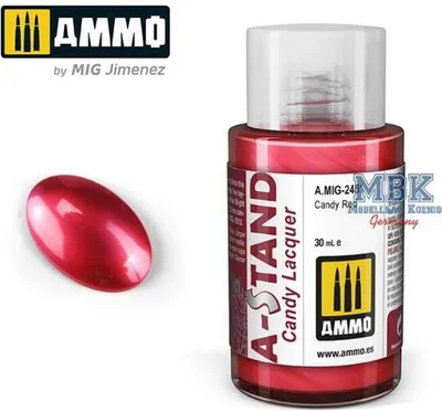 Productafbeelding van Ammo of MIG AMIG2451 A-stand, Candy Red - 30ml emailleverf voor airbrush