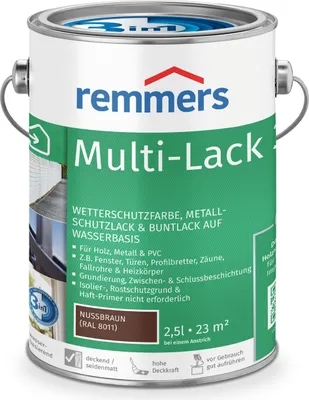Produktbild von Remmers Multi-Lack 3in1 nussbraun (RAL 8011) 2,5 l, Lackfarbe