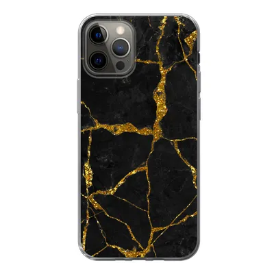 Produktbild von MuchoWow® Handyhülle Schutzhülle Hülle für iPhone 13 Pro Marmor - Gold - Schwarz - Marmoroptik - Glitter Silikon Softcase Handy Hülle - Handy-Tasche