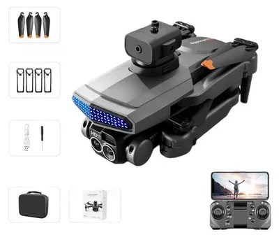 Produktbild von Zimilo Air Drohne mit Dual Kamera, 540° Hindernisvermeidung, WiFi FPV, 1800mAh Akku, 15min Flugzeit, App Steuerung, mit 2 Batterien, Schwarz