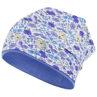 Produktbild von Mädchen Mütze Übergangsmütze Beanie Blumen, Gr. 46-48, Gelb-Blau