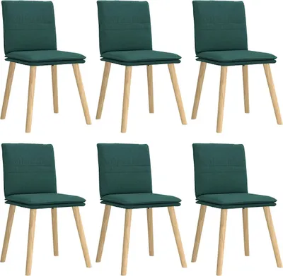 Image de Chaises à manger lot de 6 vert foncé tissu