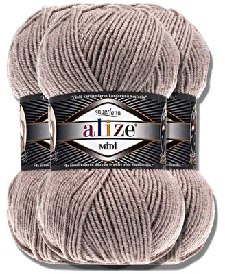 Imagen del producto de Alize 3x 100g Superlana Midi, hilo de lana, color sólido, ideal para tejer a crochet o a dos agujas (modelo 541)