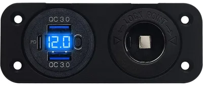Produktbild von ProRide 12V USB-C Einbau-Steckdose 3xUSB QC3.0 mit Schalter/Voltmeter Blau