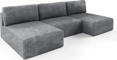 Produktbild von KEF Ecksofa Roma – U-Form – 304x53x185 cm – Liegefläche 132x304 cm – DL-Klappautomatik – Mit Schlaffunktion – Wellenfederung - Tillia 90