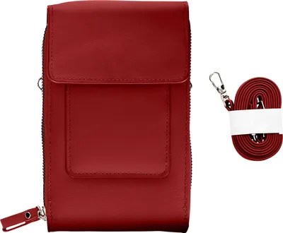 Produktbild von Avizar, Smartphone-Schultertasche aus Kunstleder mit Schulterriemen (130cm), Rot