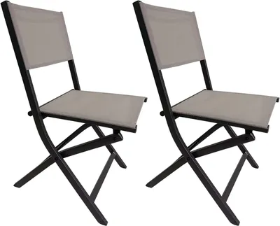 Immagine prodotto di Sedie pieghevoli Rebecca Mobili Murici 84x48x57 Alluminio Poliestere Grigio scuro Beige Moderno SET 2 pezzi Assemblati