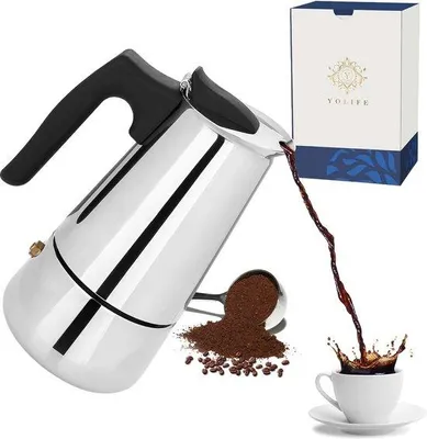 Produktbild von Edelstahl-Kaffeevollautomat mit Induktion, 4-9 Tassen, 200-450 ml, für jede Heizquelle