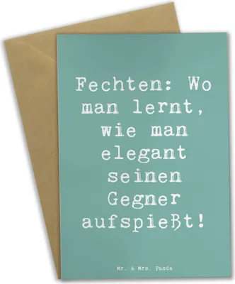 Produktbild von Mr. & Mrs. Panda Glückwunschkarte Spruch Fechten Eleganz - Meeresbrise - Geschenk, babykarte, einladungskarten, Präzision, Sportler, Sportart, Disziplin, Geschicklichkeit