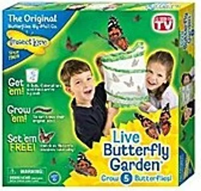 Produktbild von Insect Lore Schmetterlingsaufzuchtset, 30 cm, Netz, Gutschein für 5 Belle-Dame Larven, Futter