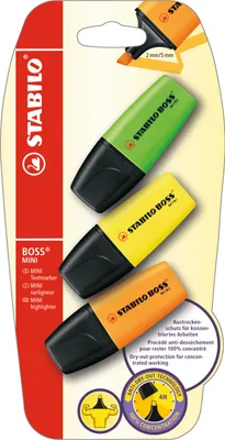 Produktbild von Textmarker - STABILO BOSS MINI - 3er Pack - gelb, grün, orange