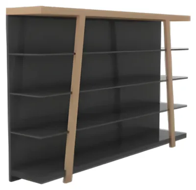 Image de Bibliothèque moderne brune noire Meubles de bureau stylés en bois Armoire à étagères
