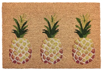 Obrázek produktu pro BELIANI Rohožka přírodní kokosové vlákno s protiskluzovou spodní stranou 40 x 60 cm protiskluzová s potiskem ananasu