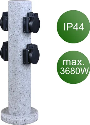 Produktbild von Steckdosensäule 4-fach rund granitoptik Gartensteckdose Mehrfachsteckdose Steckdosensäule