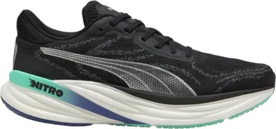 A studio shot of a single running shoe.