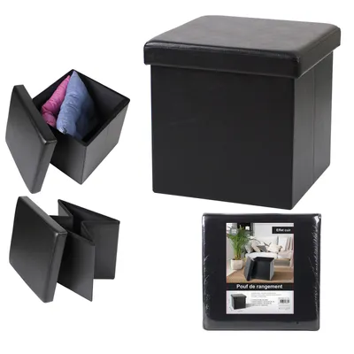 Produktbild von Sitzhocker faltbare Aufbewahrungsbox 50l : schwarz Farbe: schwarz