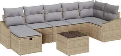 Produktbild von vidaXL Sofa Set 8 stk. Beige Poly-Rattan