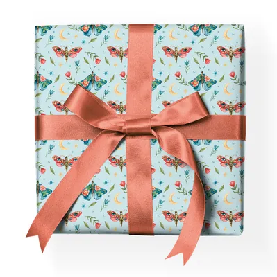 Produktbild von Hellblaues Elfen Geschenkpapier mit Schmetterlingen - G23057, 32 x 48cm