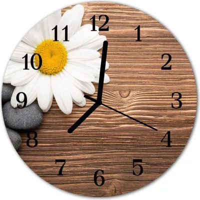 Produktbild von Glasuhr Wanduhr Küchenuhr Echt-Glas 30fi cm Gänseblümchen weiß